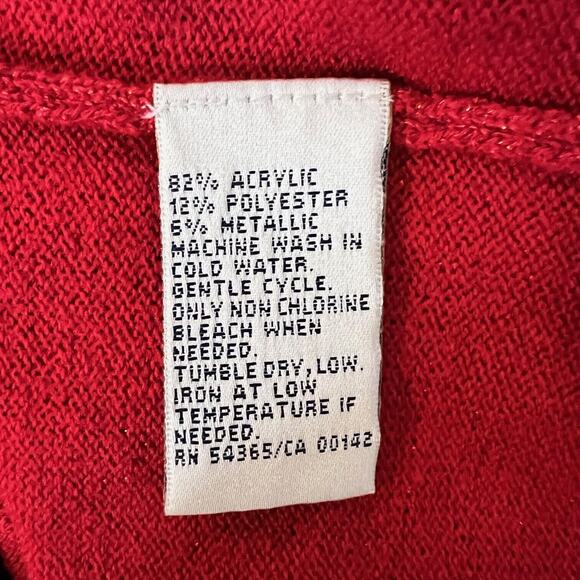 Allison Daley II Womens Short Sleeve Sweater Plus Size 2X Sparkly Red Holiday - Picture 6 of 6